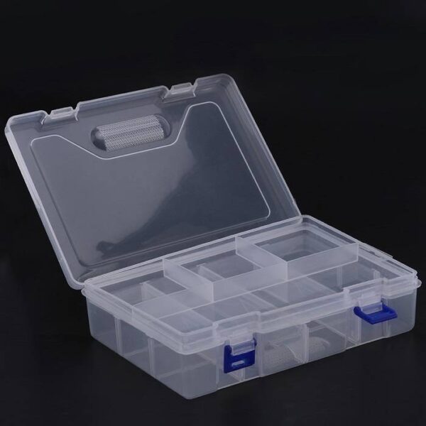 Plastic Storage Box Two-Layer Compartment Organizer 23.4cm x 16.8cm x 6.2cm