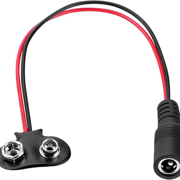 9V Battery Snap Connector to DC Female Jack Cable