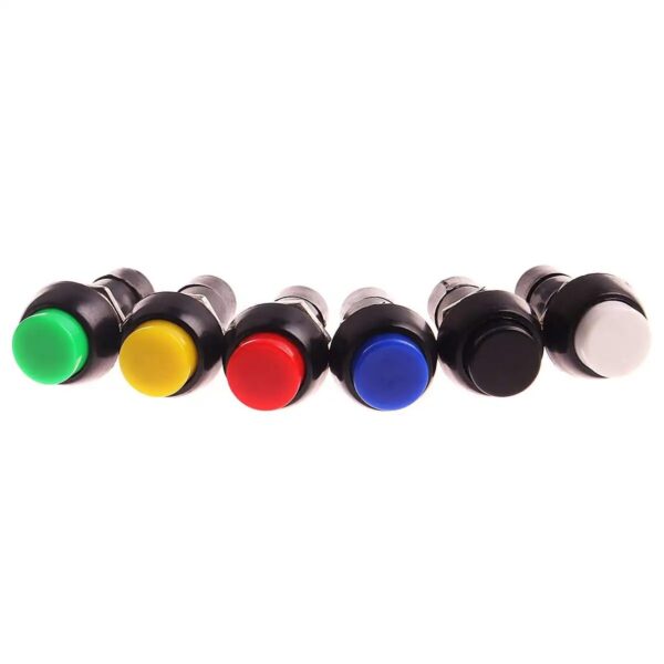 12mm Self-Locking Round Push Button Switch (2-Pin, Black/White)