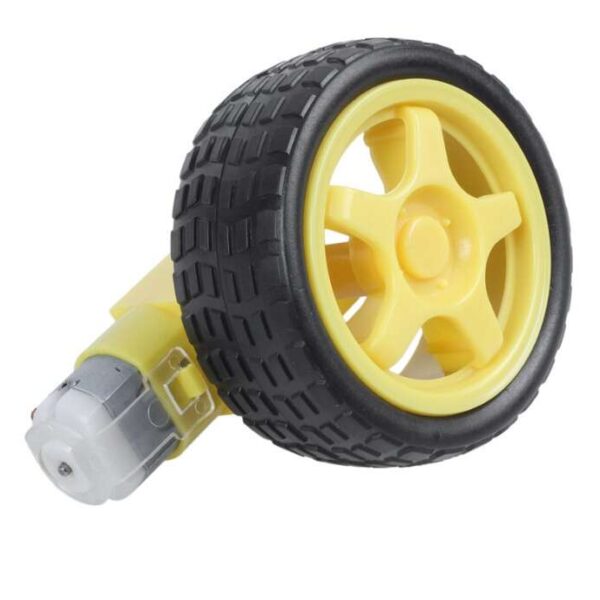 TT Gear Motor with 65mm Yellow Wheel (3-12VDC, Dual Shaft)