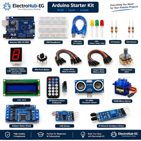 Arduino UNO R3 SMD Starter Kit – Sensors, LCD & Motor Control